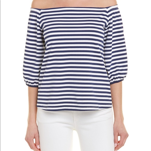 NWT J McLaughlin Kay Bangle Stripe Off Shldr Top - Picture 2 of 6